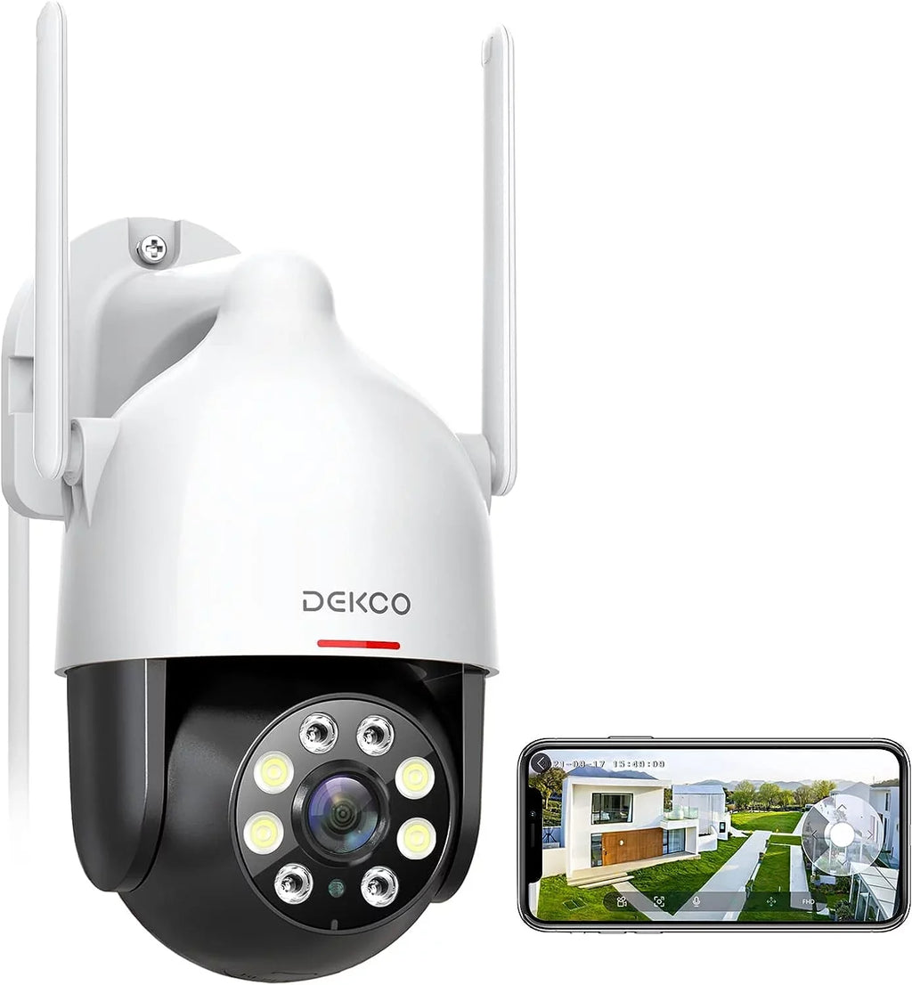 Camera, 2K Sensor, Camera Camera Surveillance Motion with Outdoor 360° Security PIR WiFi Camera Audio Spotlight, 2 View, Night DEKCO with Vision Waterproof Wired Way
