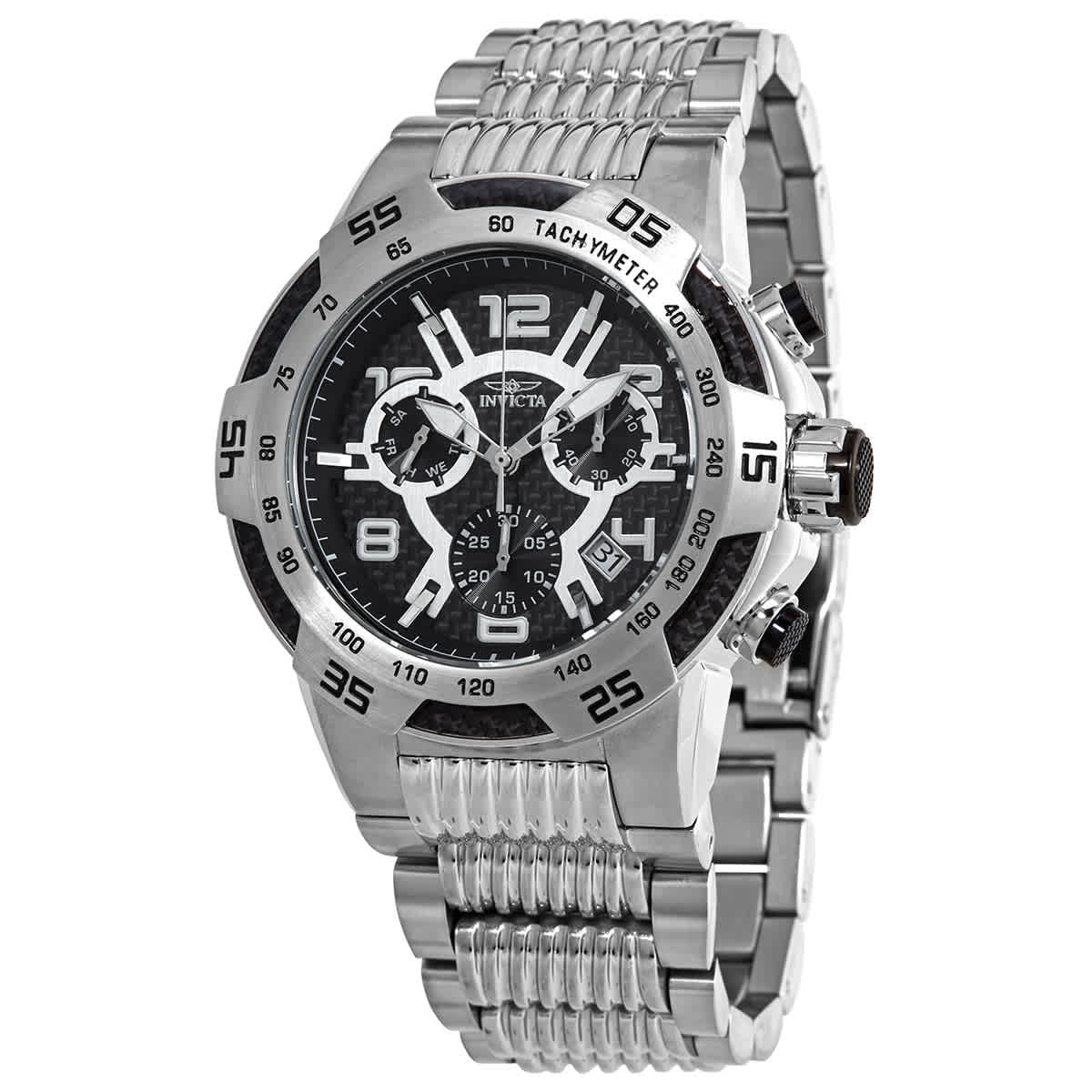 Men's Black Chronograph Watch Dial Speedway Fiber Invicta Carbon 25285
