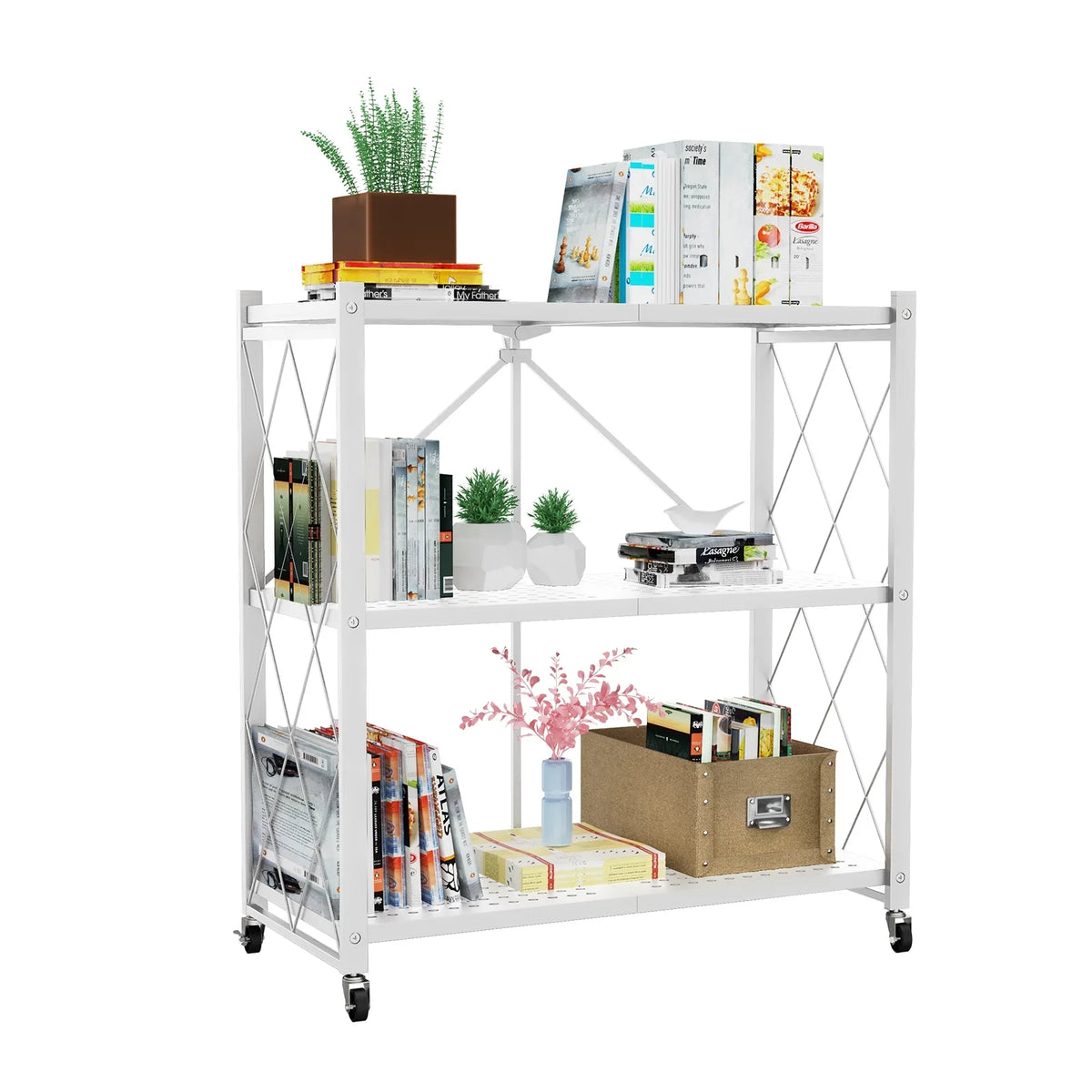 Shelving Heavy Modern Tier Style 3/4 QRInnovations Rack Storage Duty Metal White