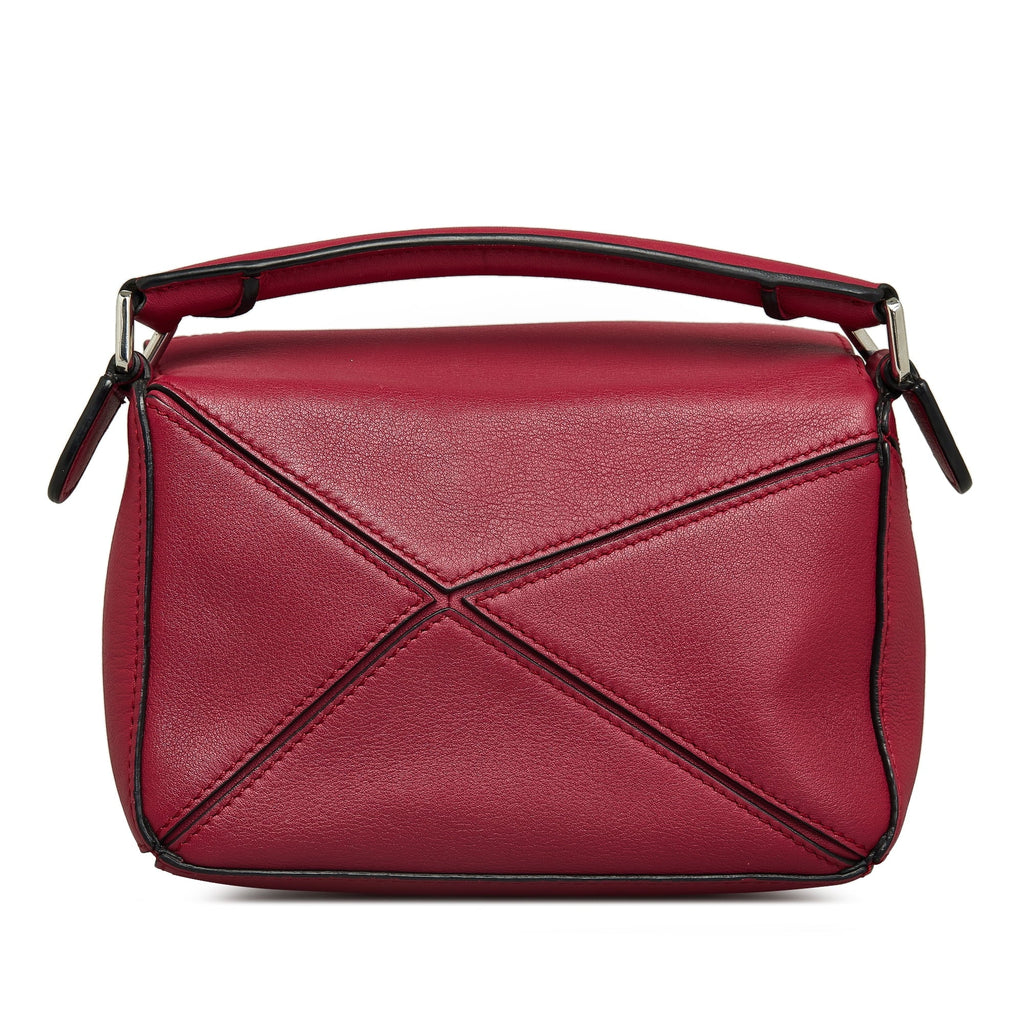 Leather (Good) Puzzle Authenticated LOEWE Red Pre-Owned Calf Unisex Mini Satchel