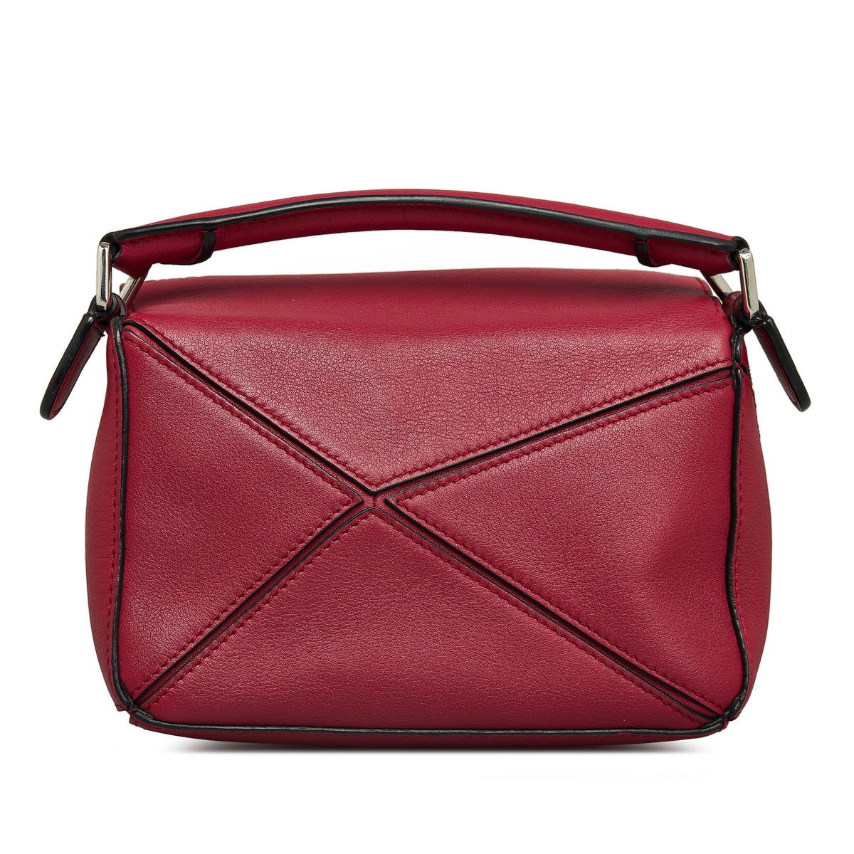 Leather (Good) Puzzle Authenticated LOEWE Red Pre-Owned Calf Unisex Mini Satchel