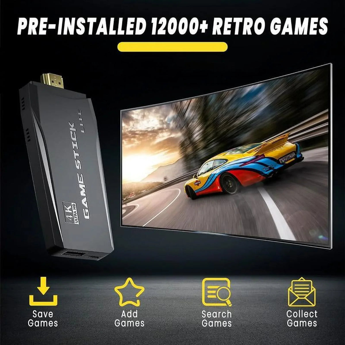 Game 4K and Cards HDMI ps5controller Retro PlayVideo in - 20,000+ playstation5 Game Games Video Plug Retro 64G Output Stick Built Game,4K Stick, Games, Retro Console Wireless Game