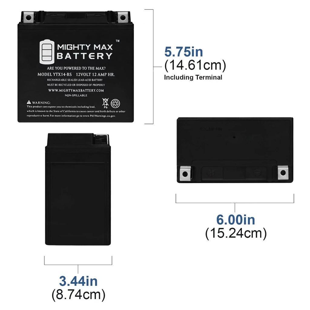 F800ST, Battery YTX14-BS Pack 2 R, - BMW Replaces GT, 07-18 ADV GS,