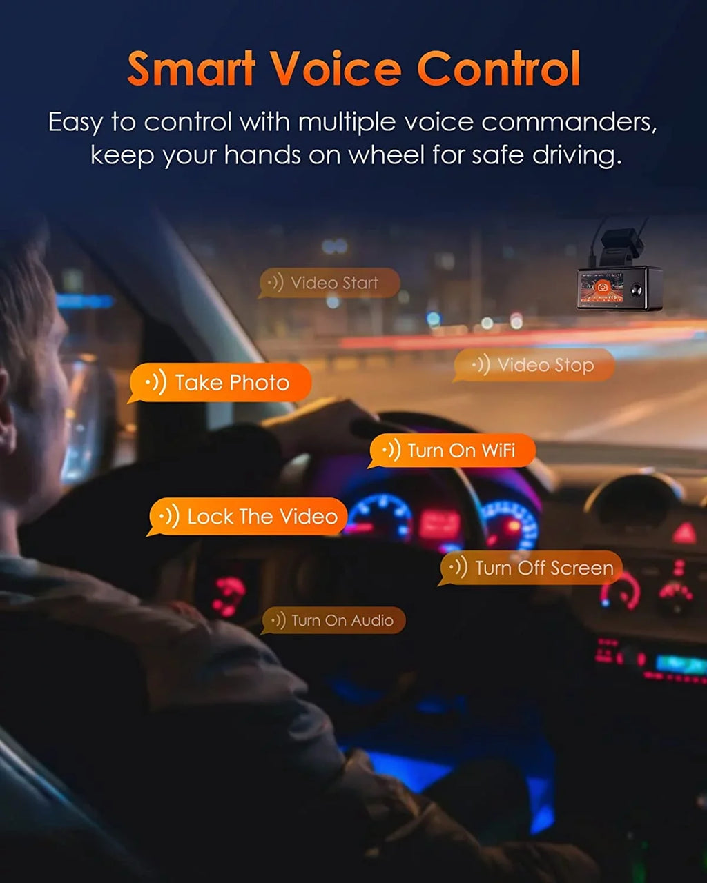 Control 3 Mode Voice Front WiFi Vantrue 3 2.5K GPS 1944P+1080P+1080P Dash and Car Inside Cam Motion Dash Night Channel Hrs IR E3 Parking Rear Camera Vision 24 for Detection Way
