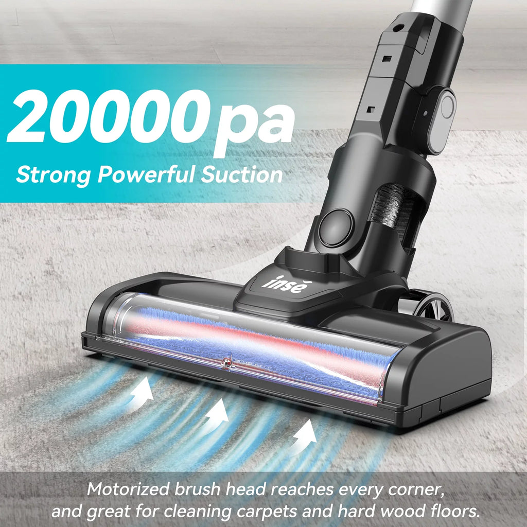 Suction INSE Vacuum Cleaner, Pet 1 Vacuum 15Kpa Runtime, Powerful Handheld 180W Stick for Hair 3 Cleaner, in Carpet Thin 40min Cleaner Floor Hard to Up Cordless Vacuum