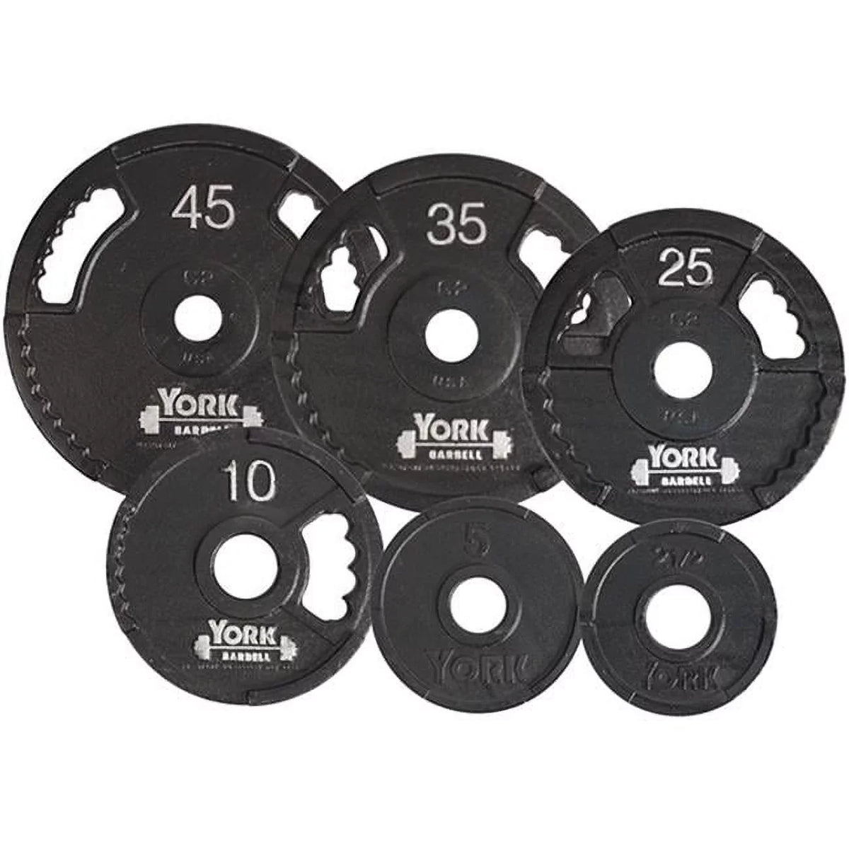 Dual 7422 Olympic Iron Cast - Line Thin 10 York Grip Plate, Black Barbell G2 lbs