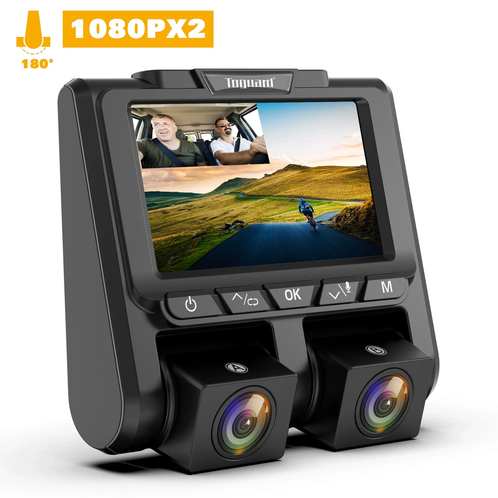 3" Dash LCD Camera TOGUARD 1080P+1080P HD Full Cam, Dashboard Front Inside Dual Camera Black Cams Car and Dash