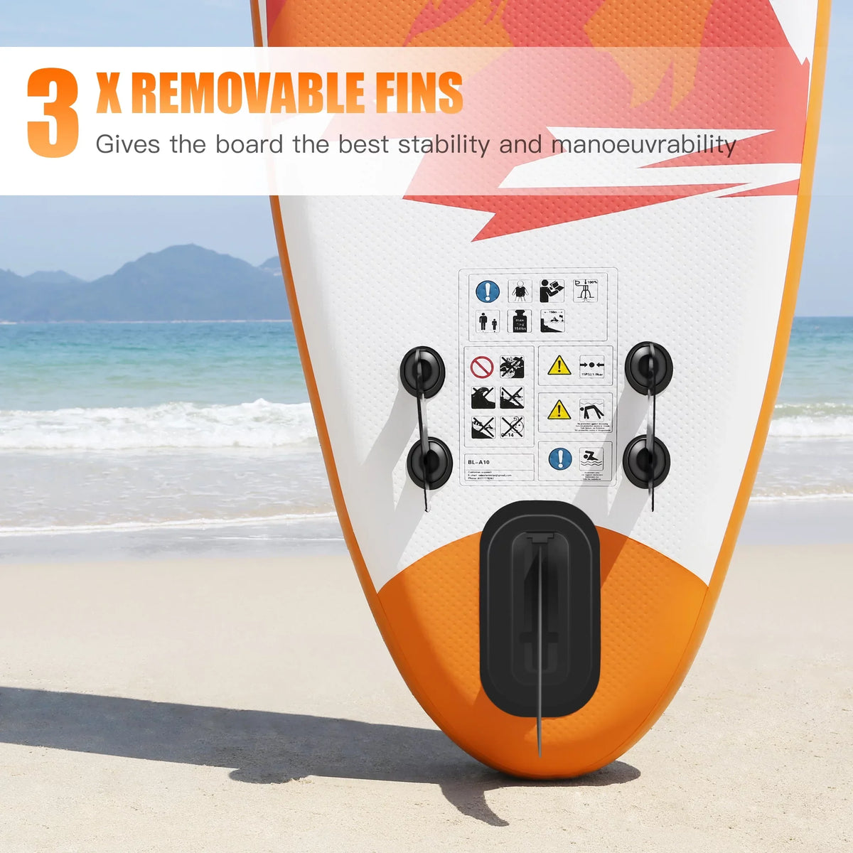 SUP/ & Control, Non-Slip Boat-Orange Adult Bottom Standing Surf Famistar Up Stand 10' Wide 3 Deck Board Inflatable Pins | Stance, Paddle Paddling, (6"Thick) with Fin for |Youth