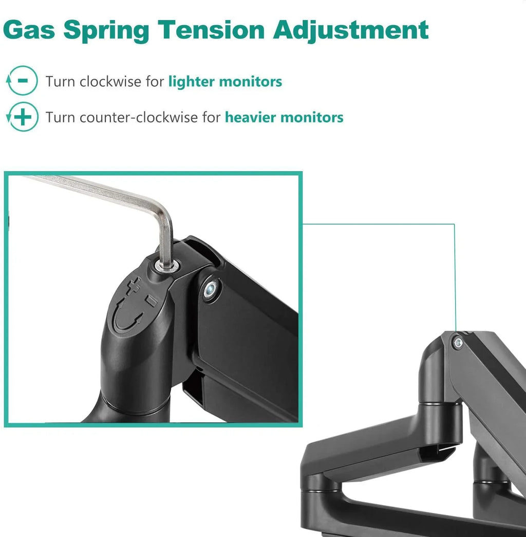 Adjustable Triple to Capacity Desk Weight Spring Monitor for up 27 Display Mount Stand Premium Gas inch, 15.4lbs Fully LCD
