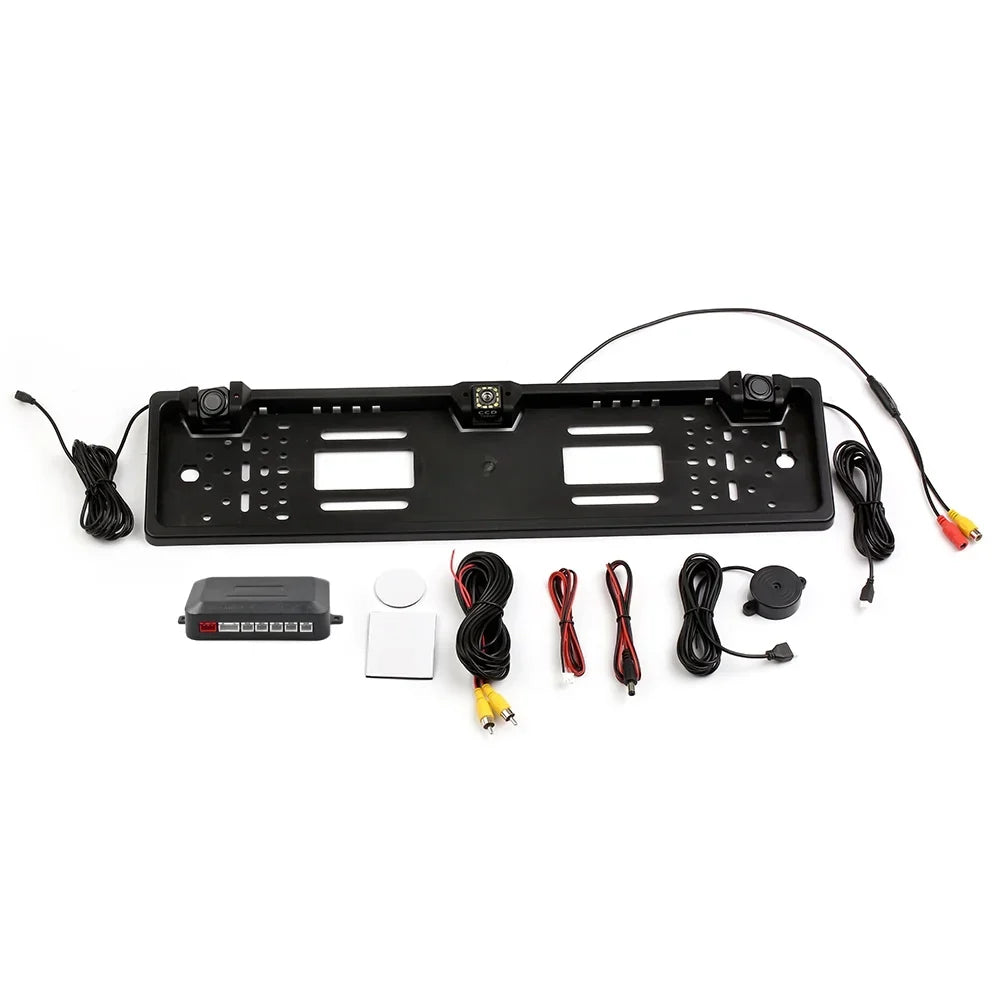 Rear 12 Frame MIXFEER LED View with European License Backup Plate Sensor Parking System Reversing Camera Camera