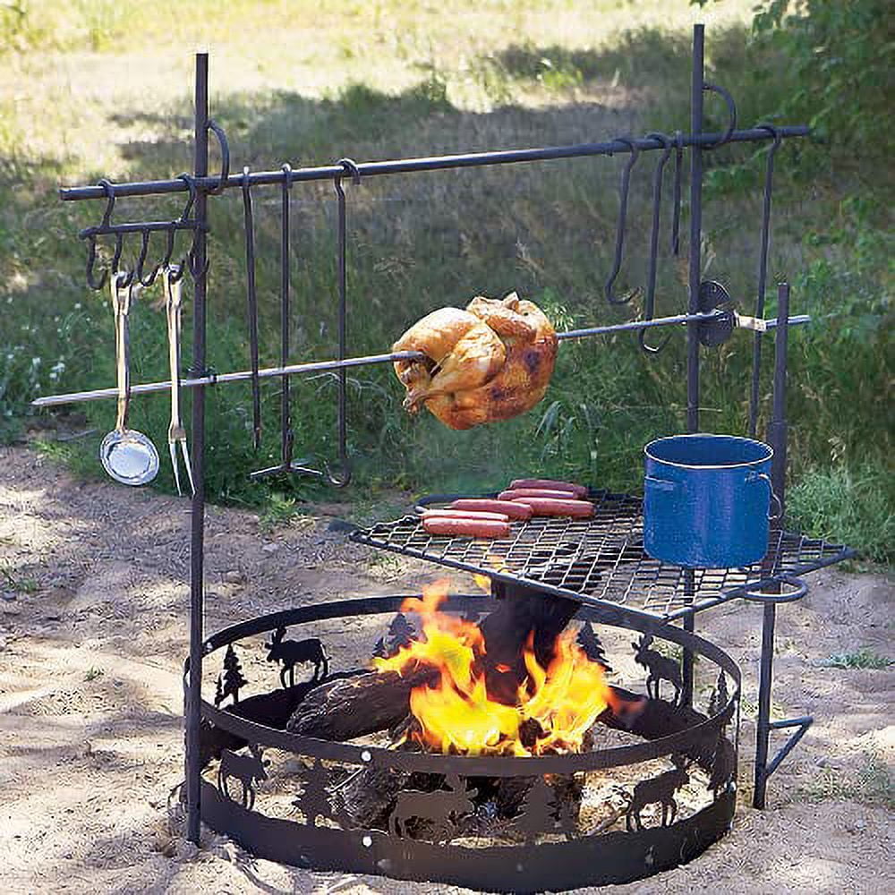 Fire Over Gear Guide Fire Carry Bag or Campfire Height Pit, Open Swivel Grill Adjustable w/Canvas