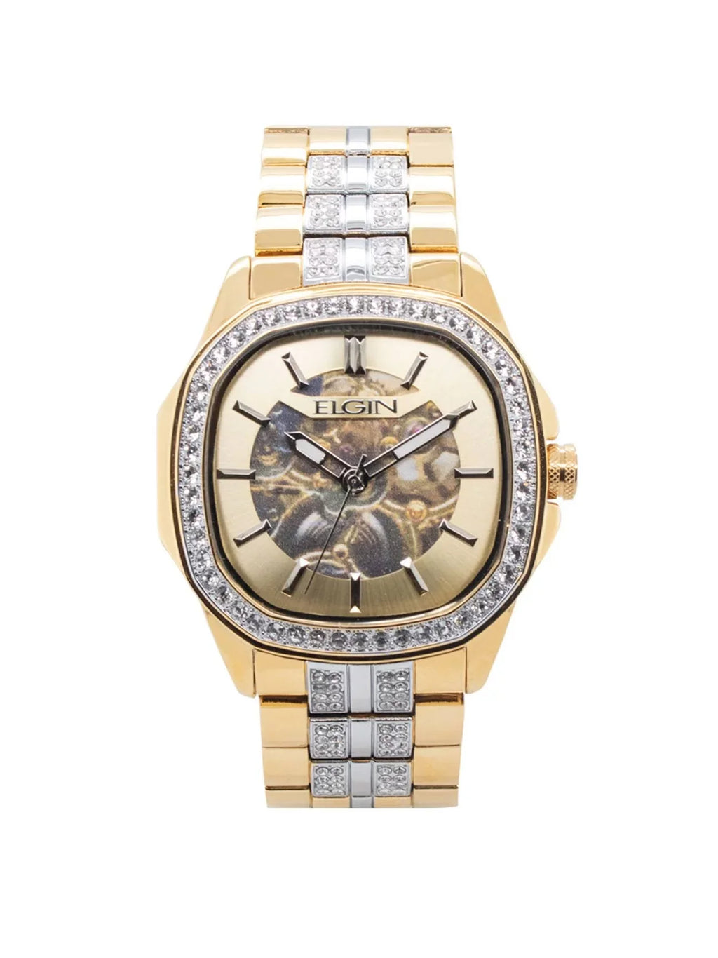 Adult Case Allow Czech Bezel and Elgin Brass Male Watch Stones (FG180018) with in with Gold