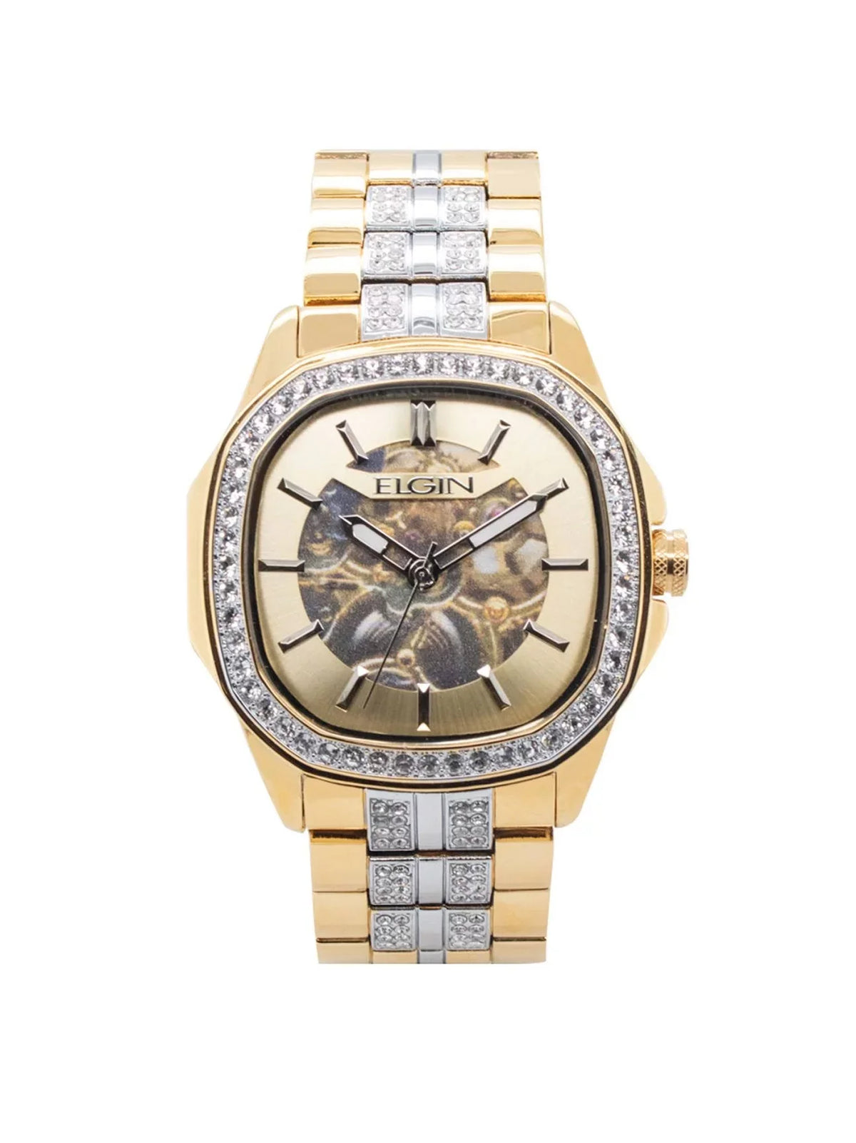 Adult Case Allow Czech Bezel and Elgin Brass Male Watch Stones (FG180018) with in with Gold