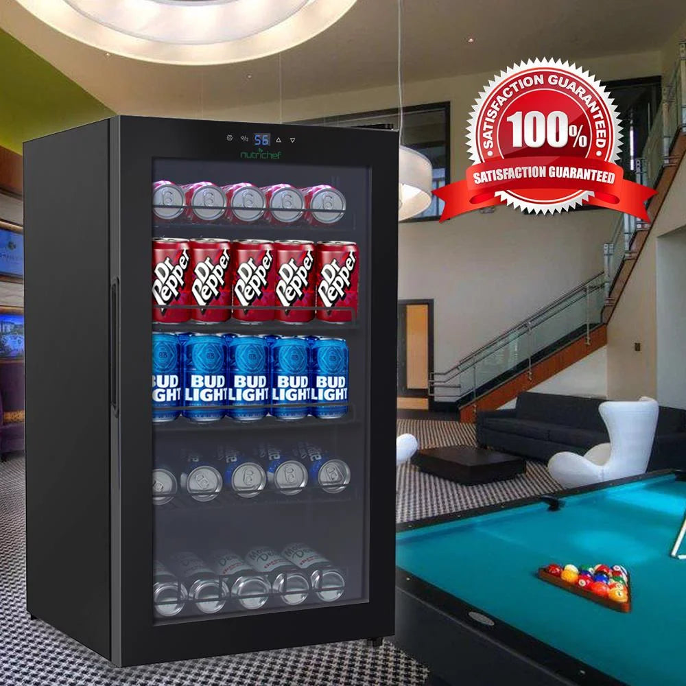 Chiller 34.7’ Beverage Refrigerator 18.5’’ Can 20.1’’ Beverage x Can Nutri x Fridge Chef (132 Cooler, Compact Capacity),