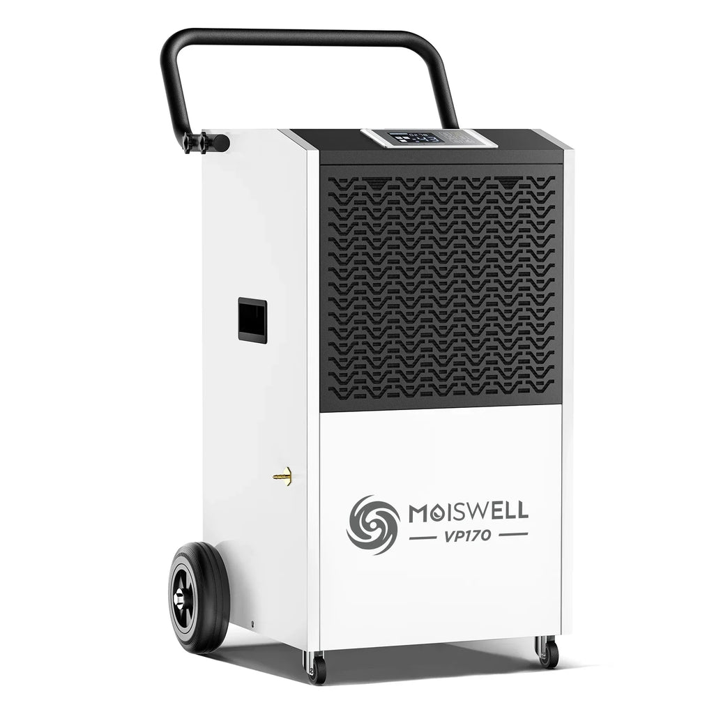 170 Sq Large Damage Ideal for Commercial Unit Site, with Basements, Drain Defrost, and Starting Pints Moiswell Hose Auto up to for Pump 7,500 Dehumidifier Water Spaces - Ft - Memory Industrial