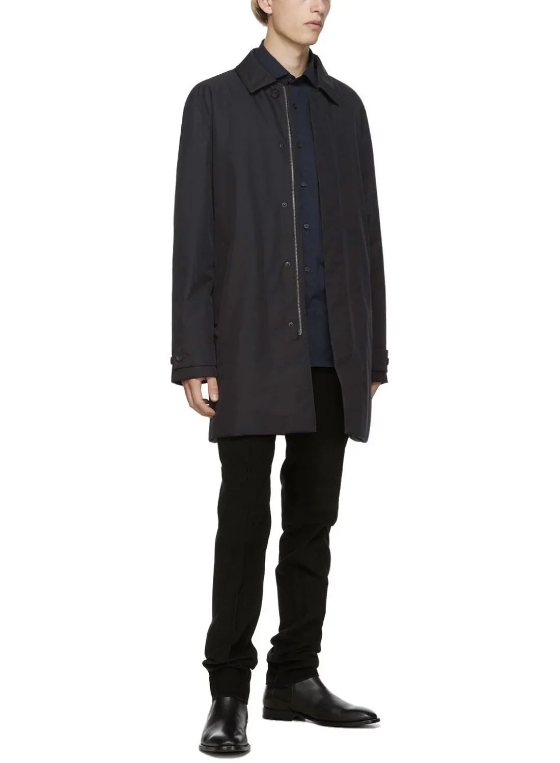 Dark Mens Mac Microtene $940 Raincoat Large - Zegna Navy Coat NWT Z