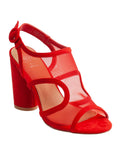 G.C. Adjustable Padded Toe Claire Round Buckle Red Mesh Sandal 7.5 SHOES Slingback Side Cutouts Womens Heel Block