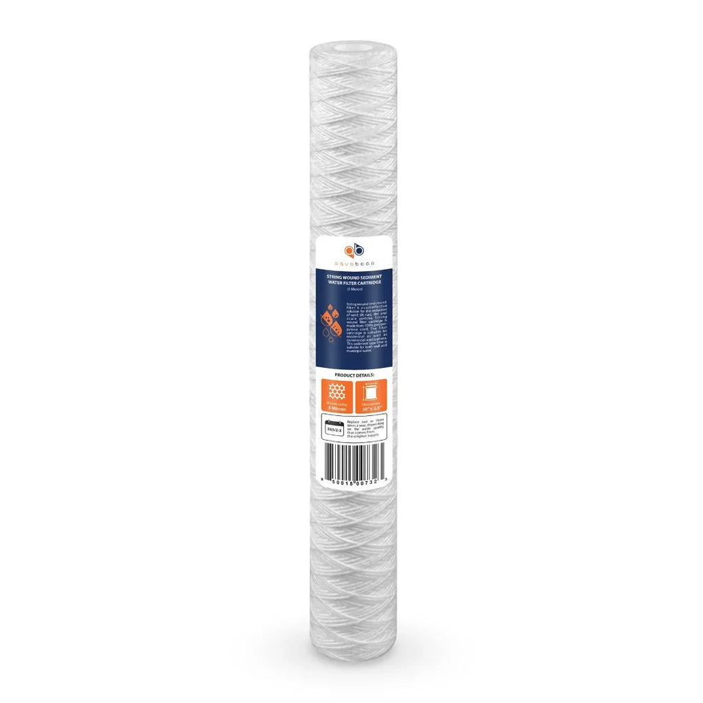 CFS124-C20, Wound Compatible x Any Aquaboon P5-20, Sediment Micron with Cartridge 101-230, Water Unit 6-Pack RO | for | inch 20 2.5" String 20" Filter PD-5-20, AP110-2C, 5 Replacement Universal