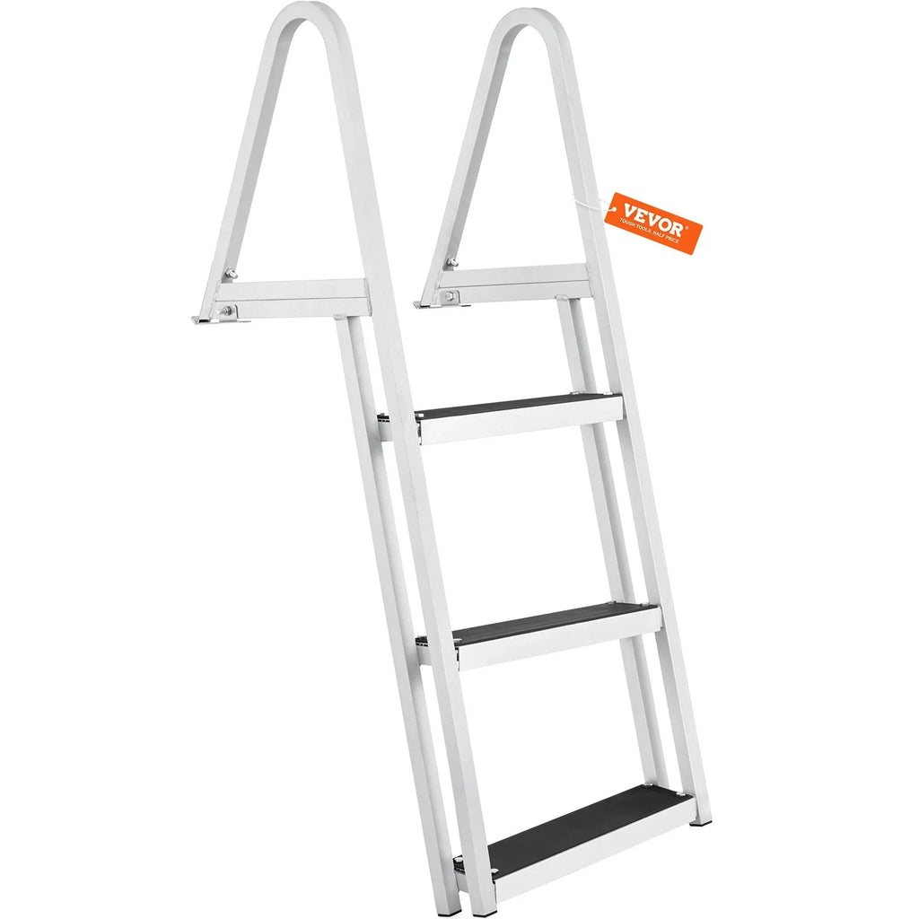 for Boats, - Removable with VEVOR Aluminum Dock 4'' Wide Alloy Pools 3-Step Nonslip Ladder Capacity, 350 Installation Access Lakes, Steps, Marine & Simple lbs