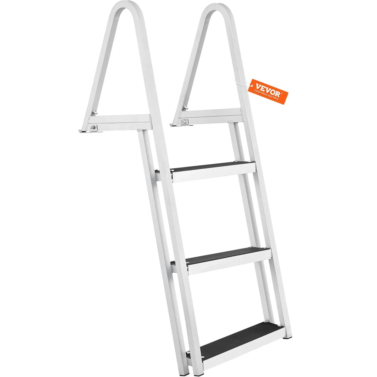 for Boats, - Removable with VEVOR Aluminum Dock 4'' Wide Alloy Pools 3-Step Nonslip Ladder Capacity, 350 Installation Access Lakes, Steps, Marine & Simple lbs
