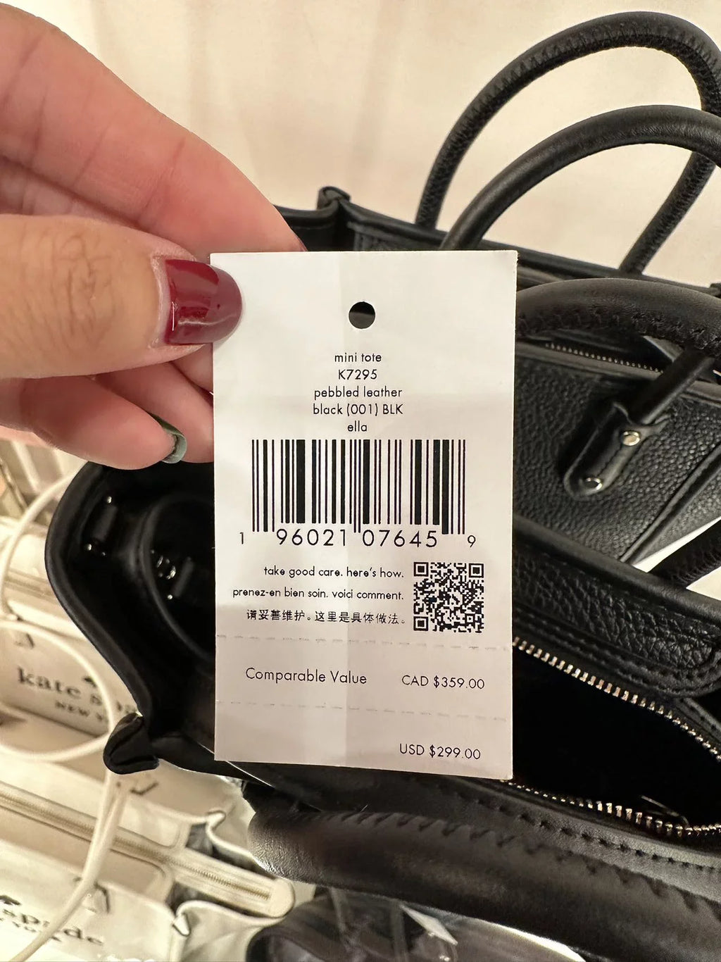 Spade Tote In Black K7295 Ella Mini Kate