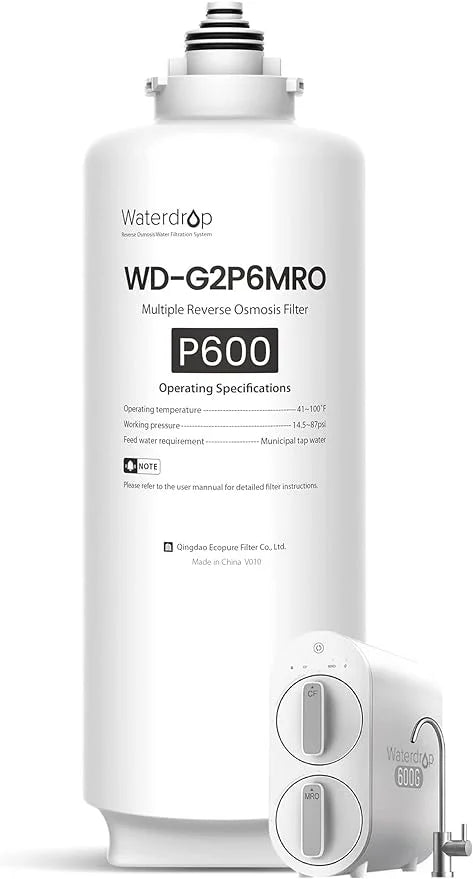 Waterdrop Osmosis System, 2-year Reduce WD-G2P600-RO WD-G2P600-W PFAS Replacement for Filter, Lifetime, Reverse