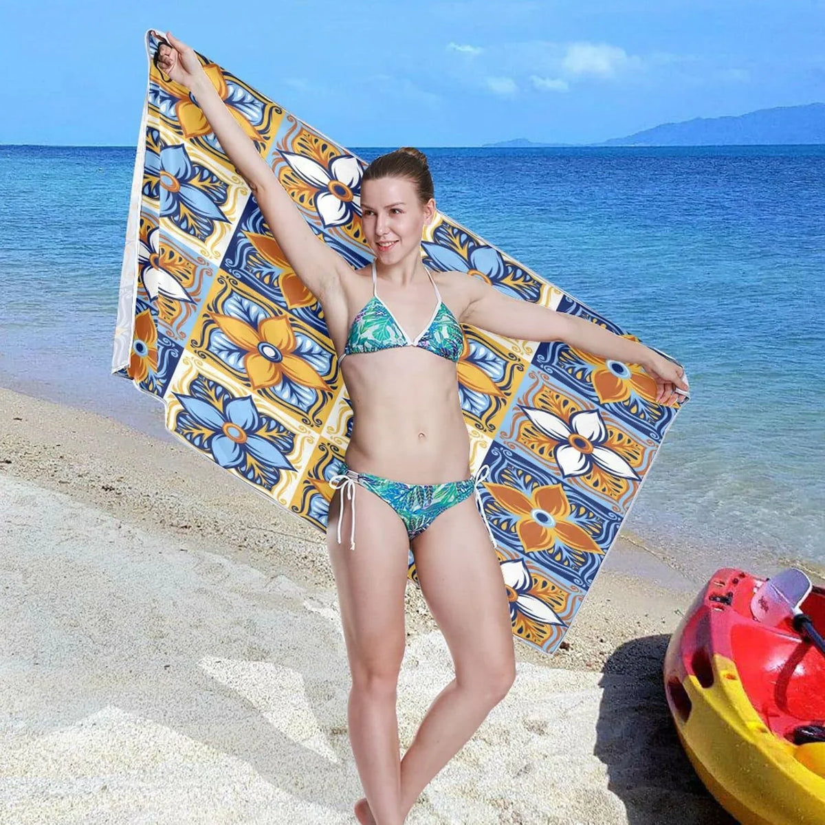 Mexican Towel, Oversized 30”X60” Lightweight Quick Swim Pool Dry Towel Bestwell Shower Microfiber Yoga Free Blanket, Sand Towel Bath Talavera Beach Thin Multipurpose Towel