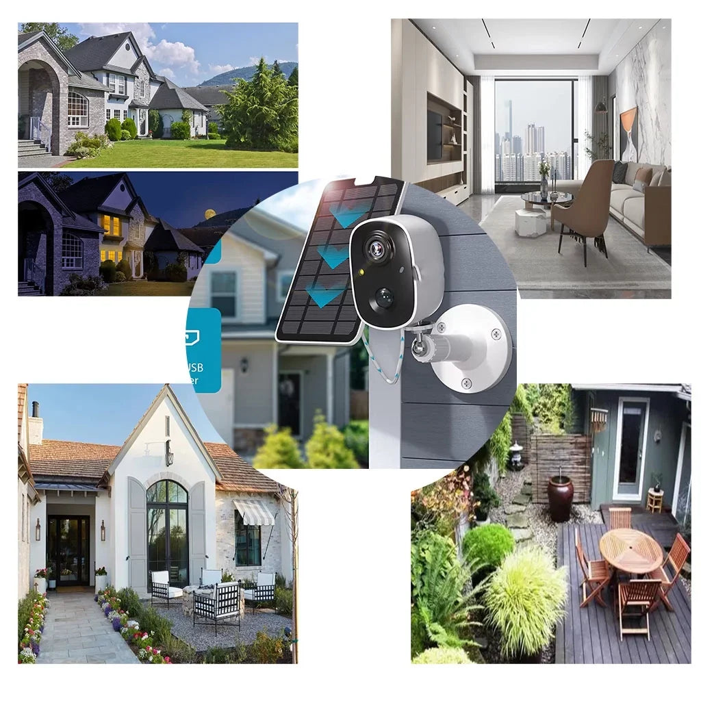 2-Way Color 1080P Siren Powe Audio, Motion Vision Battery Alarm,Cloud/SD Storage,IP65 Camera Wireless Detection, Night Surveillance Outdoor, Solar WiFi Waterproof Camera, Security
