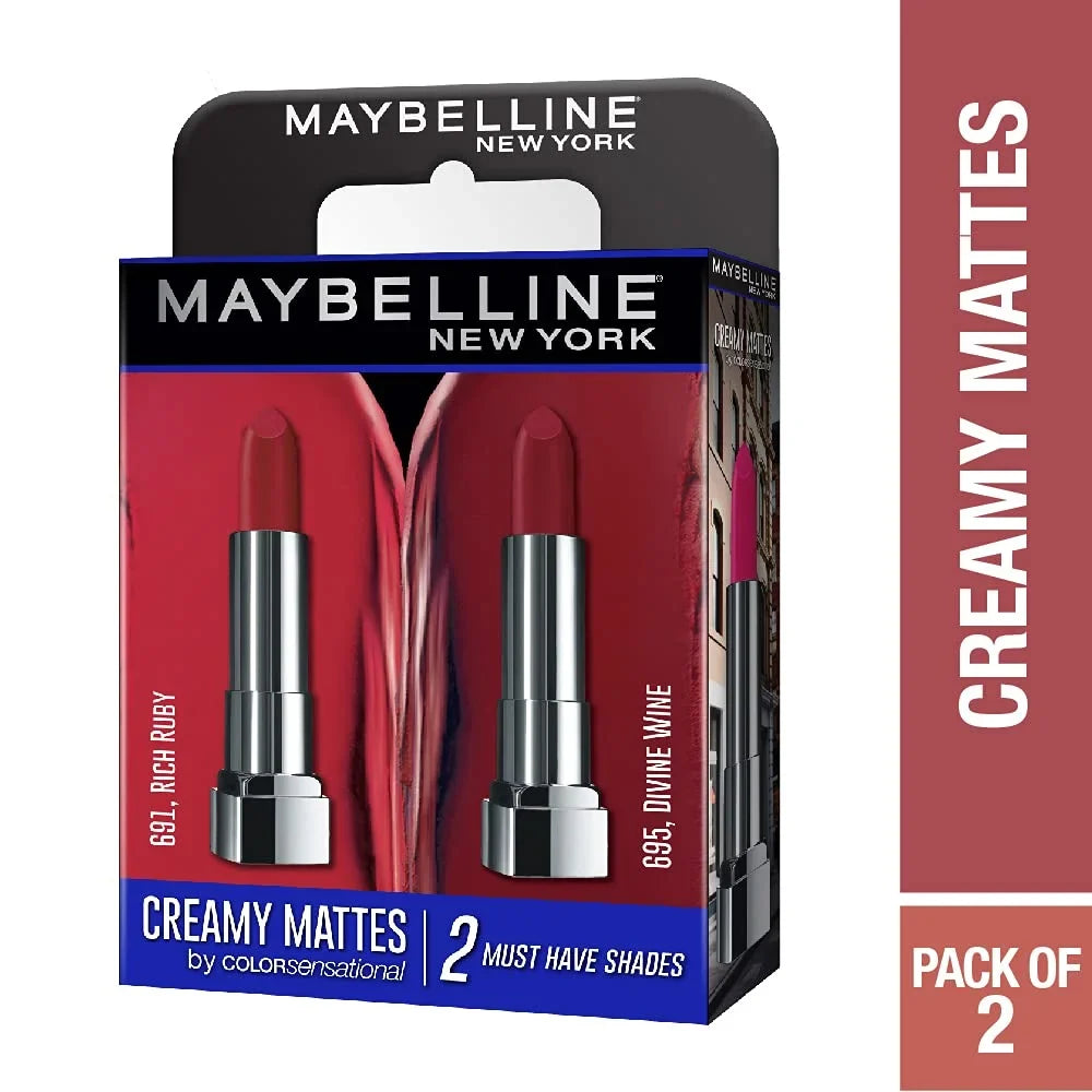 Ruby (Pack Maybelline Matte Lipstick, Divine Finish, of & Rich 2) Creamy Wine - Matte