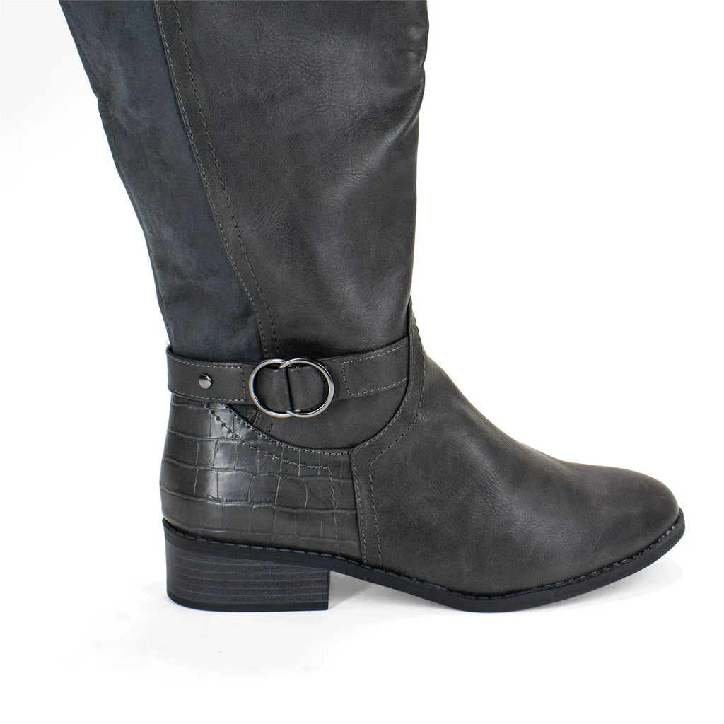 Extra Leandraa M Calf Riding Grey,8 Wide Karen Boot, US Scott Women's