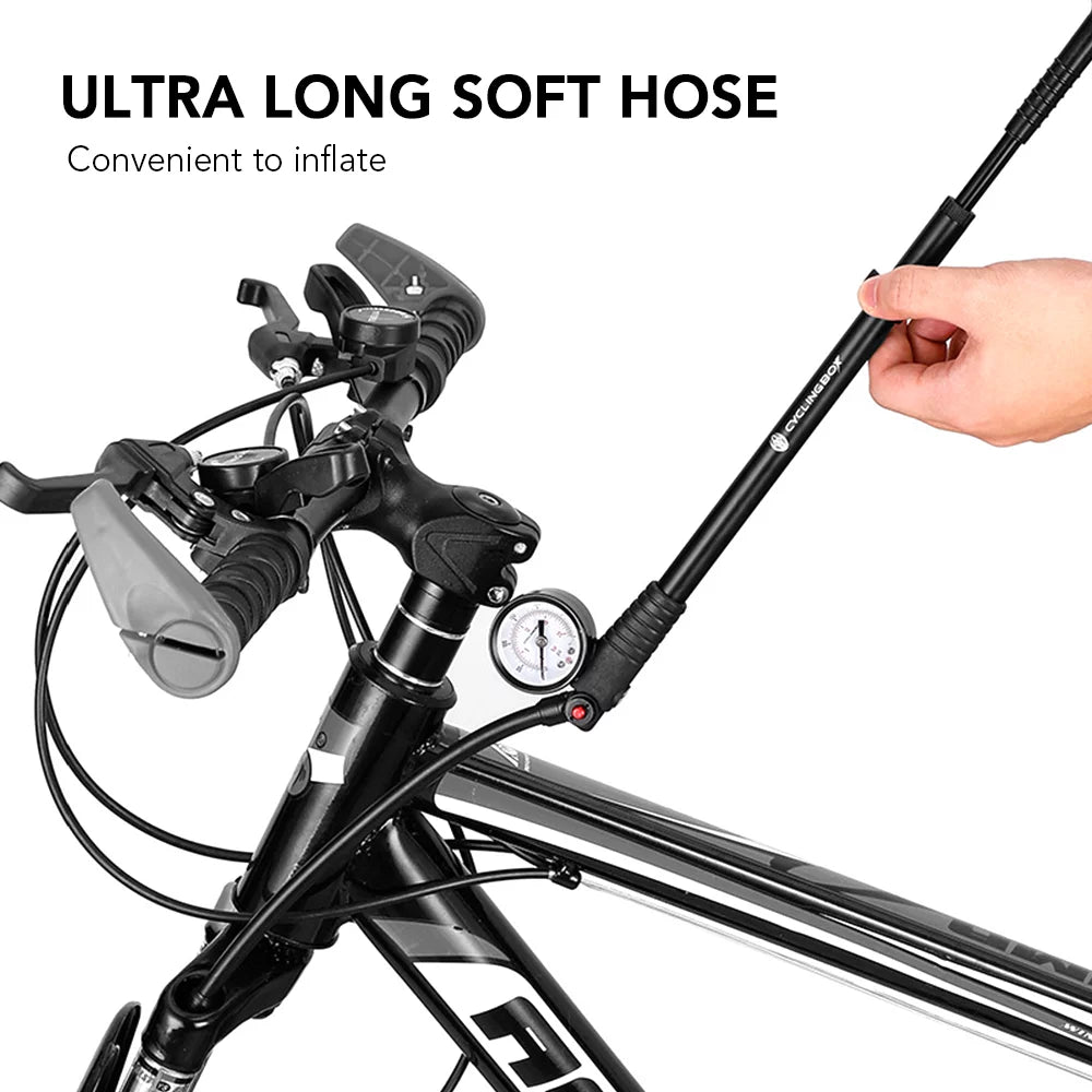 for Bike Shocks Fork High Suspension Gauge CYCLINGBOX Pump with Air Presta Road Front Schrader Valve Mountain Rear Pressure 300PSI