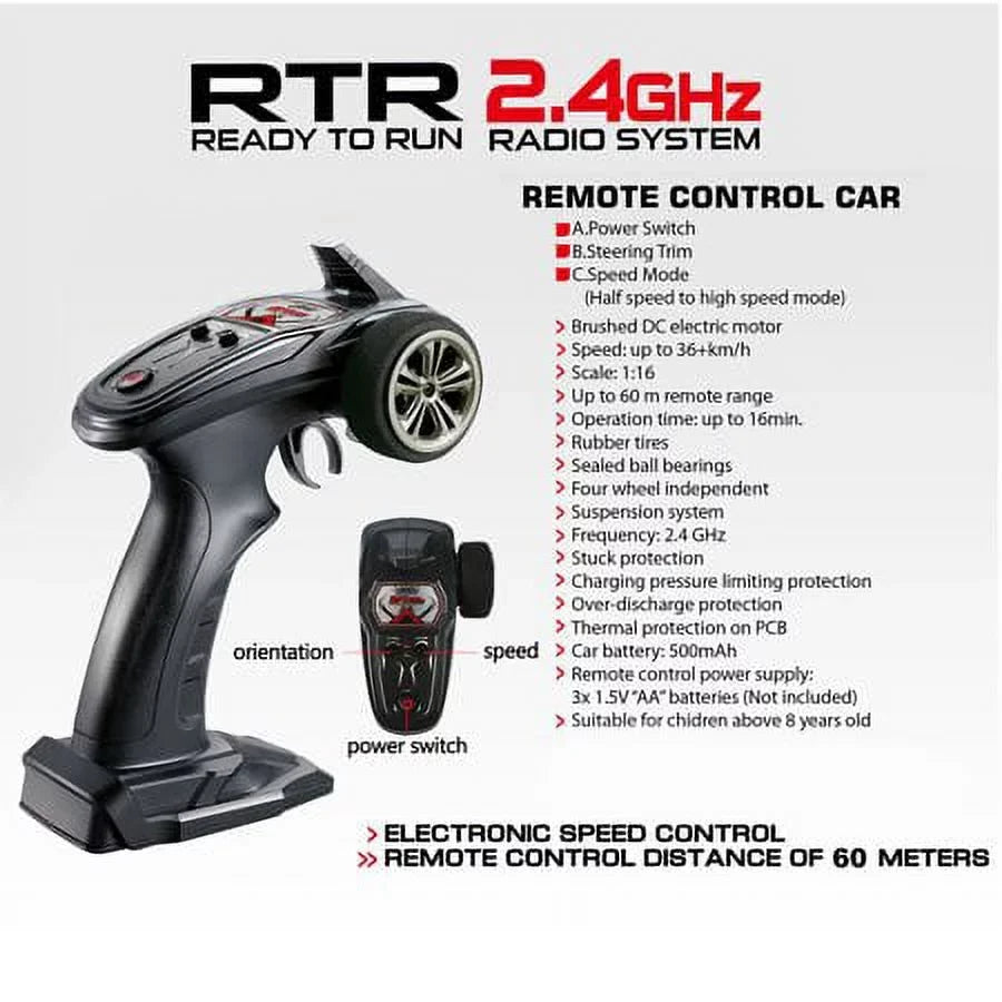 Control Vehicle Off-Road High with Trucks kmh Boy RC 1:16 Hosim All for Terrian 36+ Scale Radio 2 Monster Cars Batteries Adults - Waterproof RC for 4WD Electric Speed Trucks RC