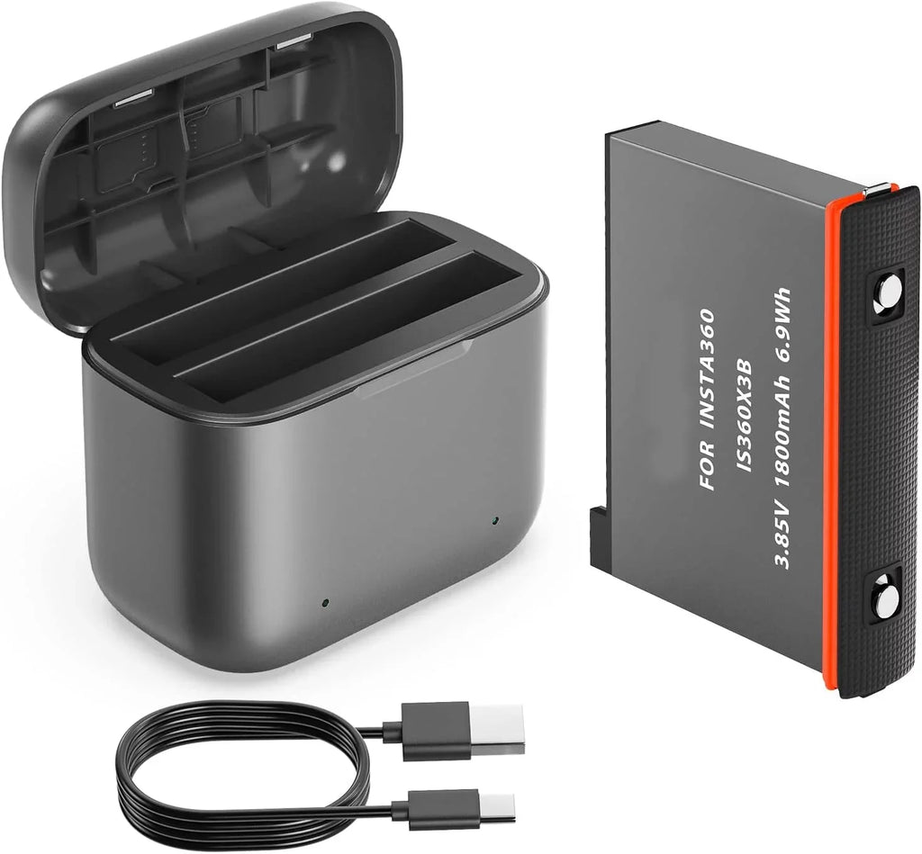 1800mAh Charging Misro High One Card & Channel Station Slots Battery x3 Station Capacity, for with SD Battery Insta360 Charger 2 Camera