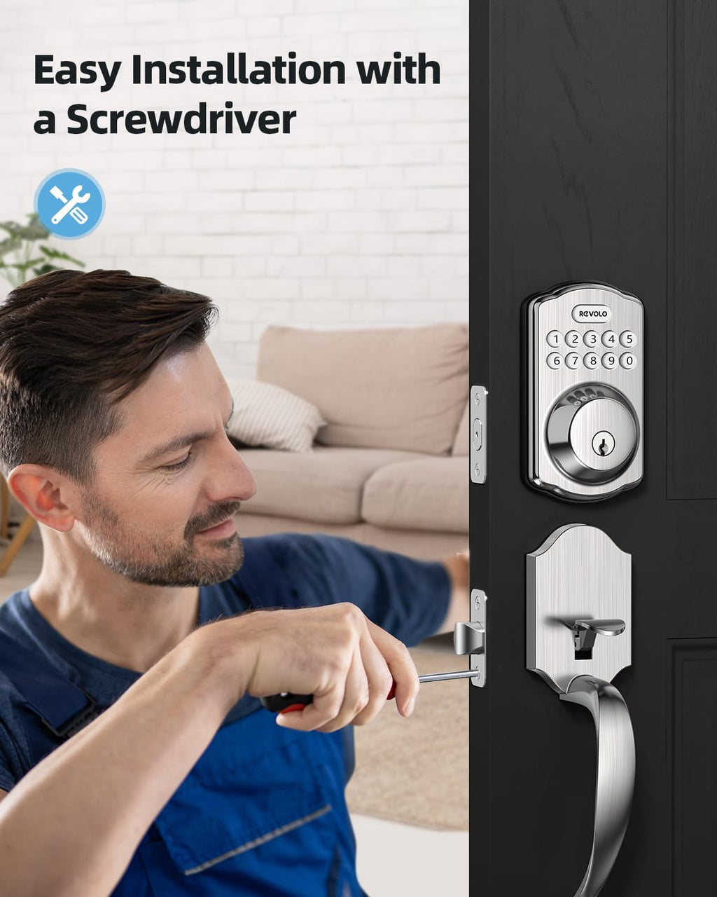 Front Keyless with Sets, Electronic Handle Lock, Entry Entry, Keypad Anti-Peeking Password, Handle, Smart Oil-Rubbed Door Bronze RE001 Door GOURE Lock, Lock Auto Deadbolt, Keyed