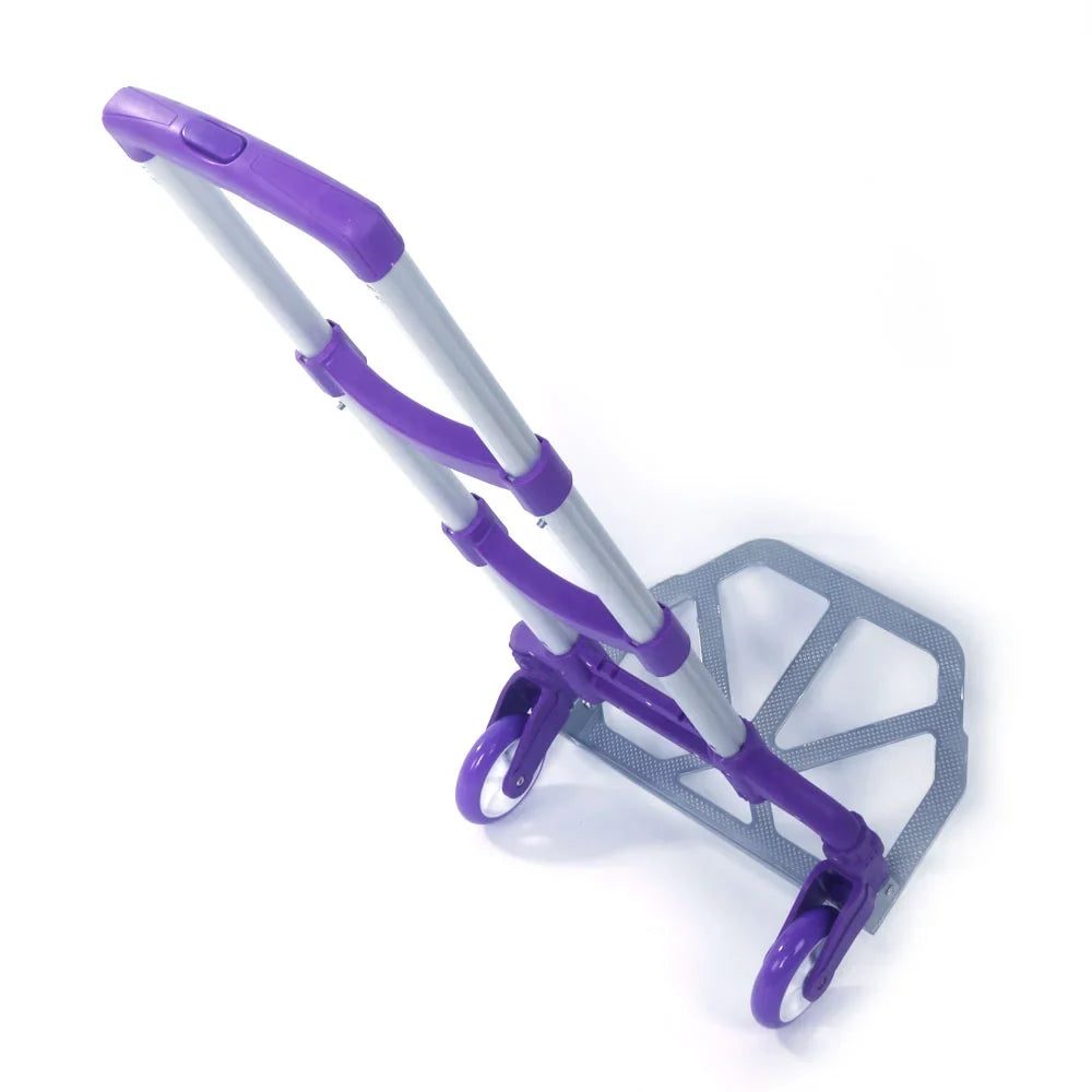 YeekTok Luggage Truck Cart Collapsible Portable Hand Purple Trolley Aluminium Push Folding