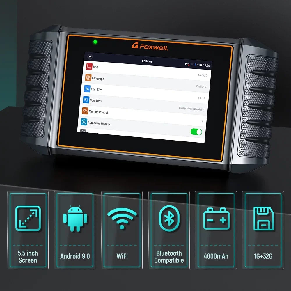 Automotive Battery OBDII NT726 FOXWELL Bleeding System Gift: Throttle Tool Reset Reader BMS OBD2 Tester ABS Service Scanner 12 All Coding Injector Diagnostic Suspension Scanner, Code Reset Automotive