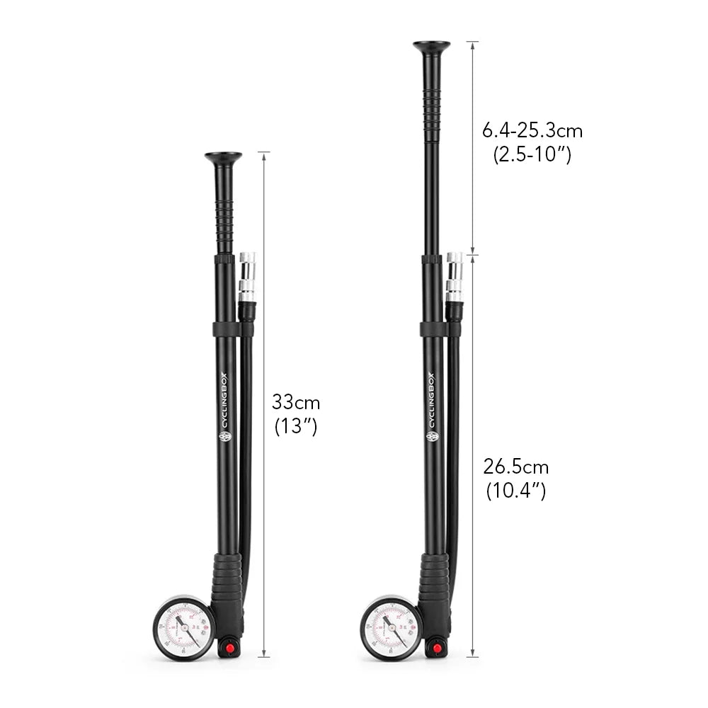 for Bike Shocks Fork High Suspension Gauge CYCLINGBOX Pump with Air Presta Road Front Schrader Valve Mountain Rear Pressure 300PSI