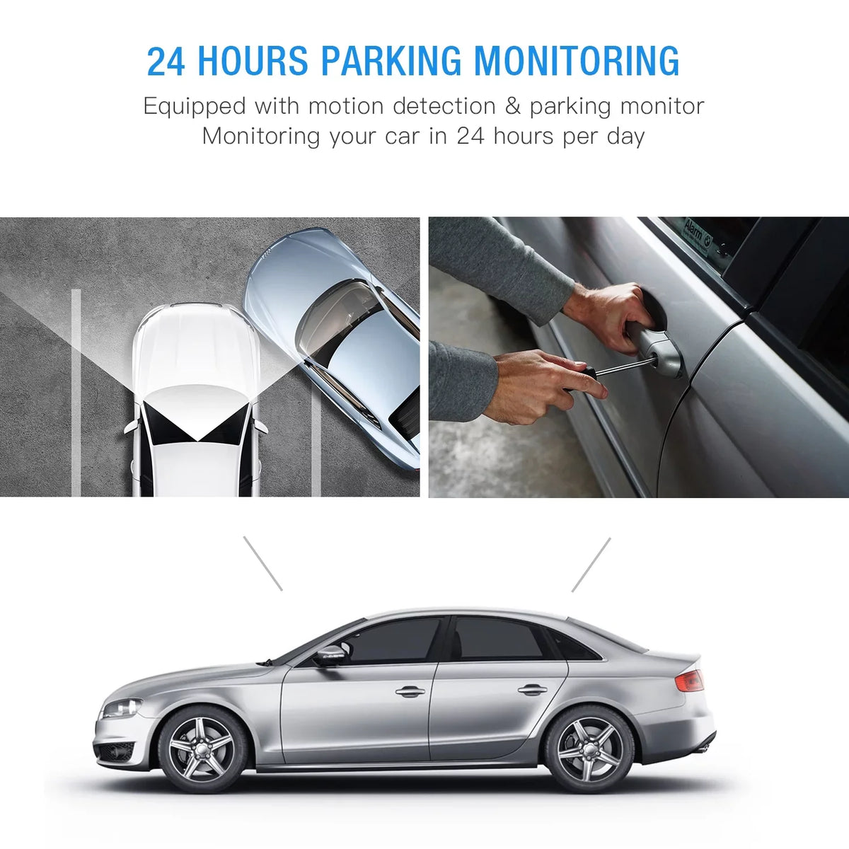 Monitor, Recording Cam TOGUARD Camera G-Sensor, Loop 3" Car 1080P Night Dual Camera Parking Dash Dash LCD and Vision Inside Screen IR Front with