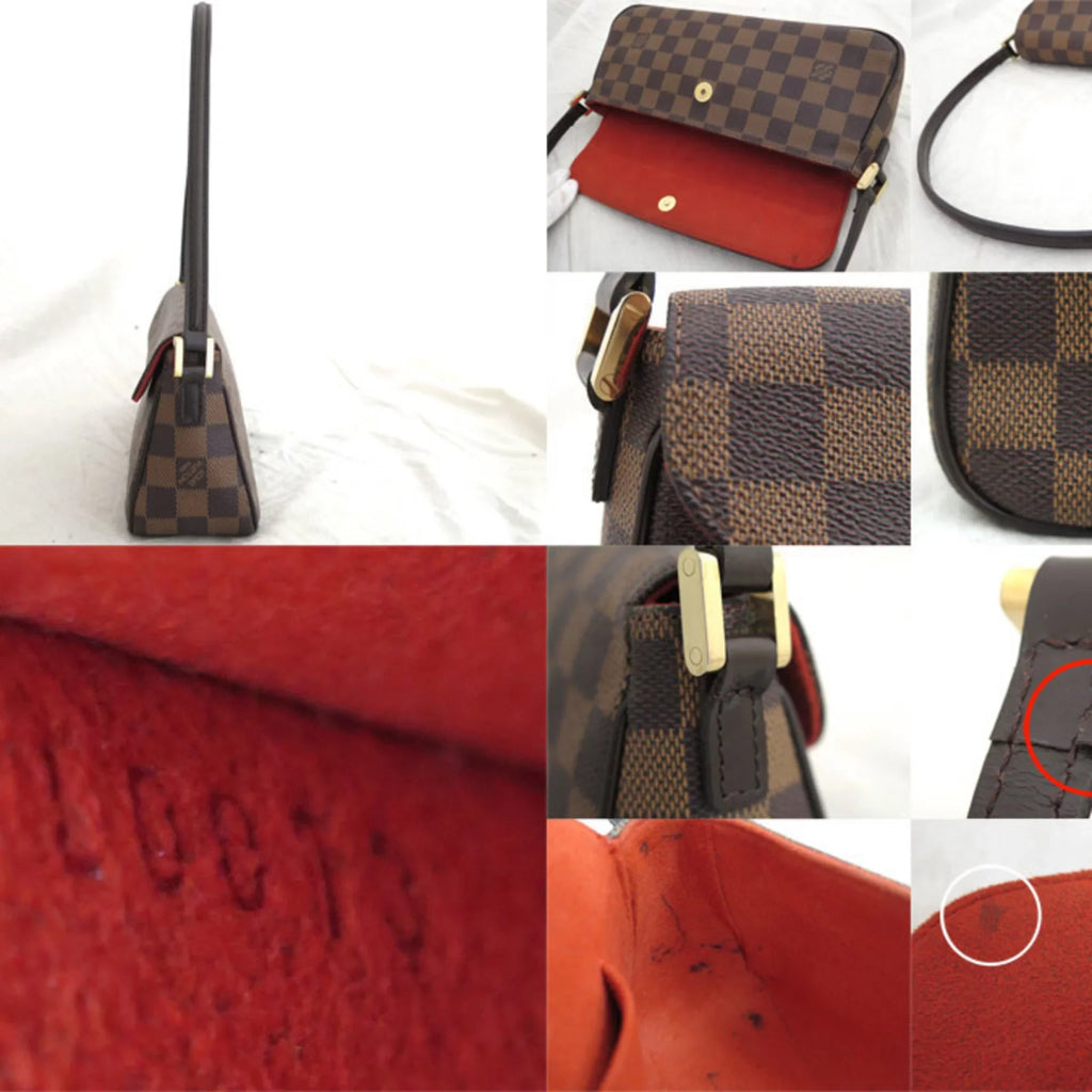 Vuitton One Recoleta Bag Shoulder Blau Women's Hardware Pre-Owned Canvas N51299 (Good) Damier Handle x Louis Gold