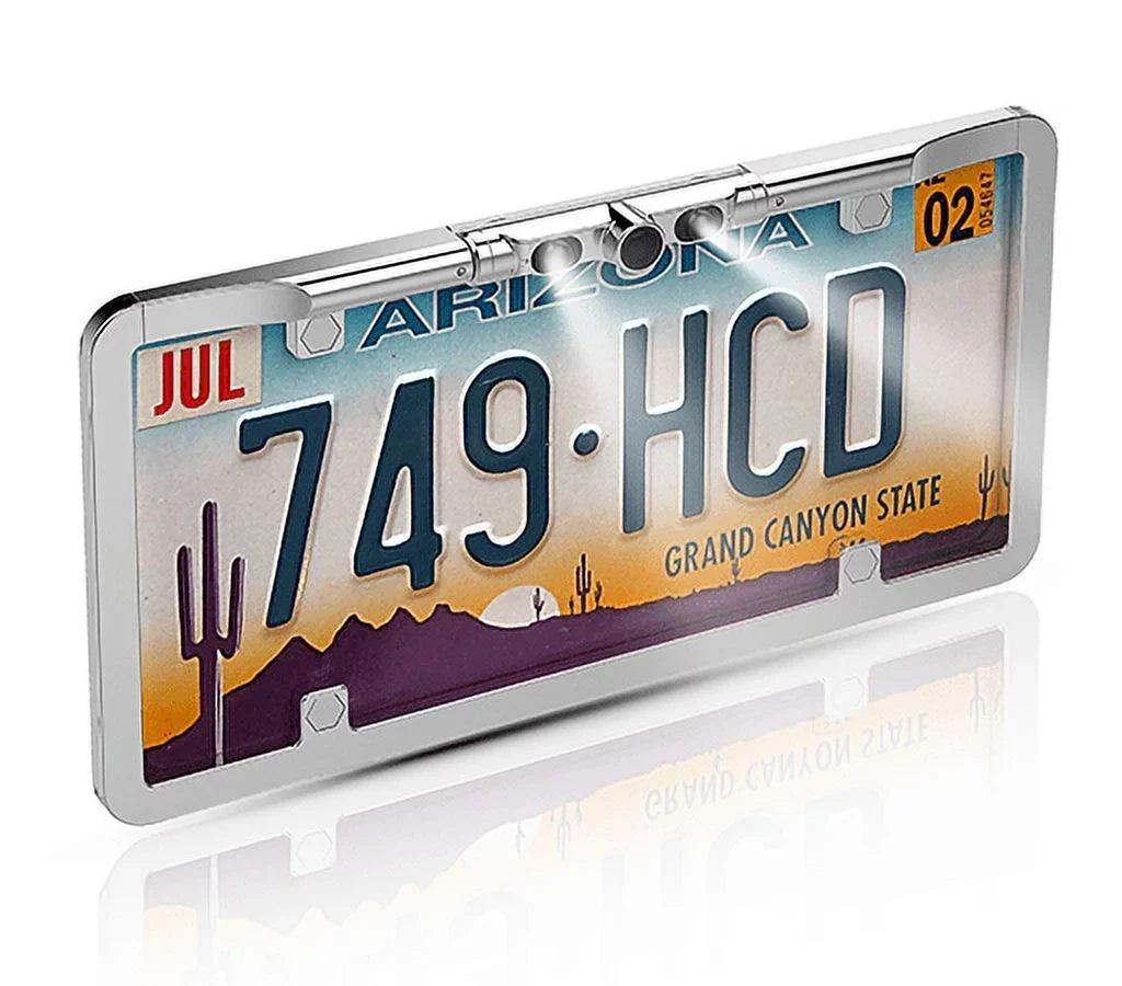Multiple Camera Viewing LED VTL275HDL (Chrome) Backup Ultra Slim Modes Lights BOYO - with License HD and Full-Frame Plate