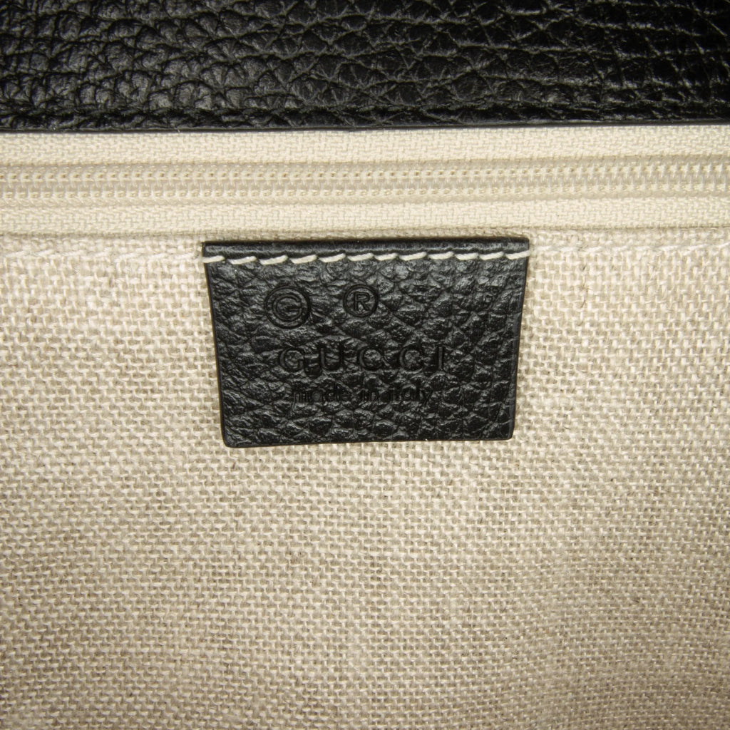 (Good) Authenticated G Leather Dollar Interlocking Crossbody Unisex Calf Gucci Medium Pre-Owned Bag Black
