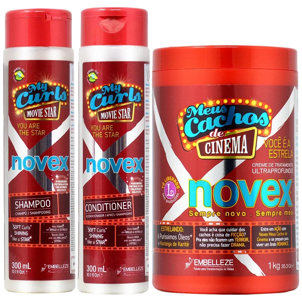 '+ Star 3 + 10.1oz Processing My 35oz Shampoo Caps Conditioner Novex Mask curls + 10.1oz Movie