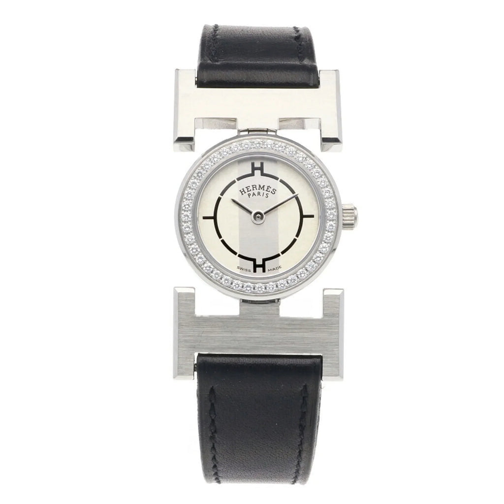 Watch Quartz Pre-Owned Stainless HERMES Steel (Good) PA1.230 Diamond Hermes Paprika Ladies Bezel