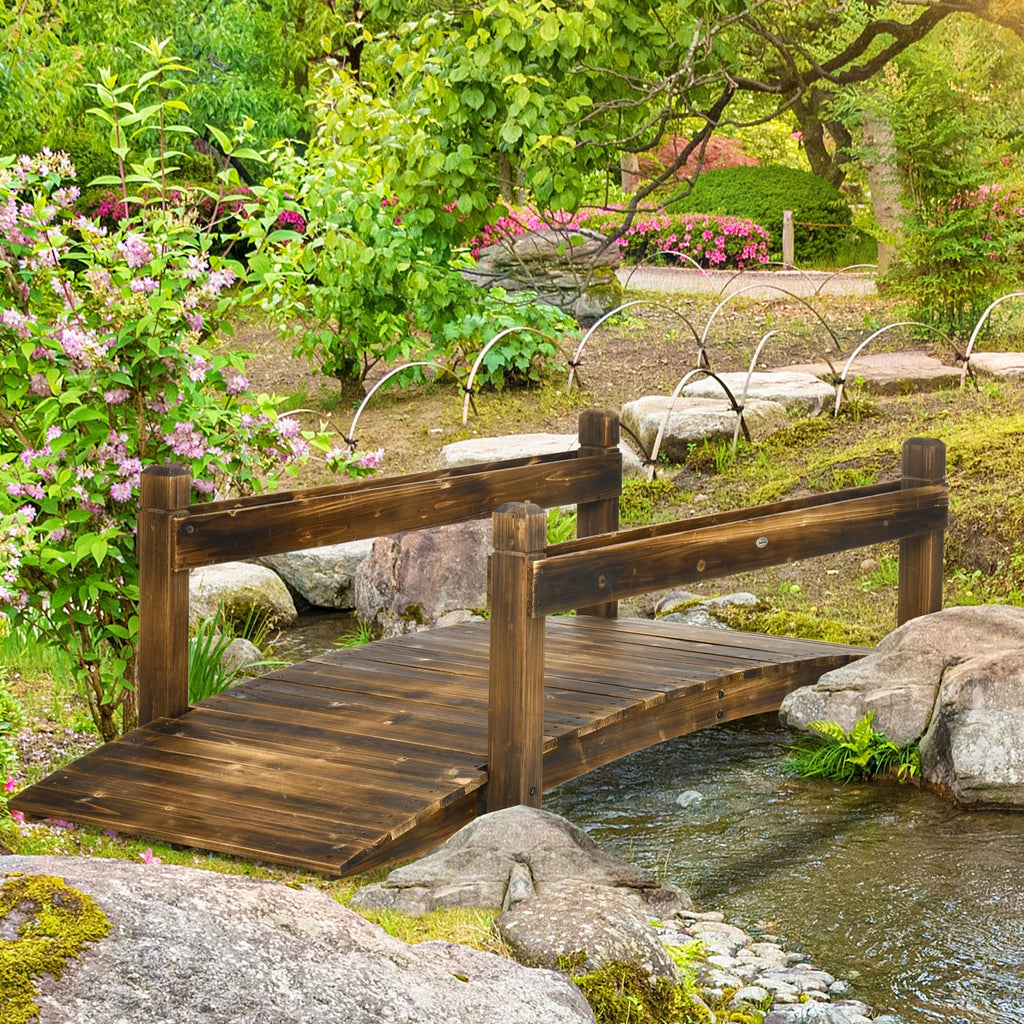 with Garden Wooden Footbridge Arc Finish Outsunny Planters, Bridge Stained