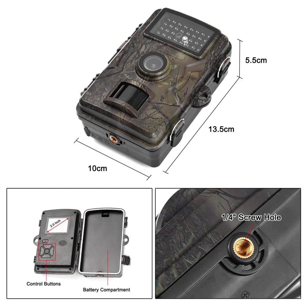 1080P Motion IP66 Night 2.0 0.8s Camera Waterproof Trail Camera Wildlife Vision with Inch Eccomum Supports TFT Tracking Infrared Trigger Color 16MP Activated Time Camera Screen
