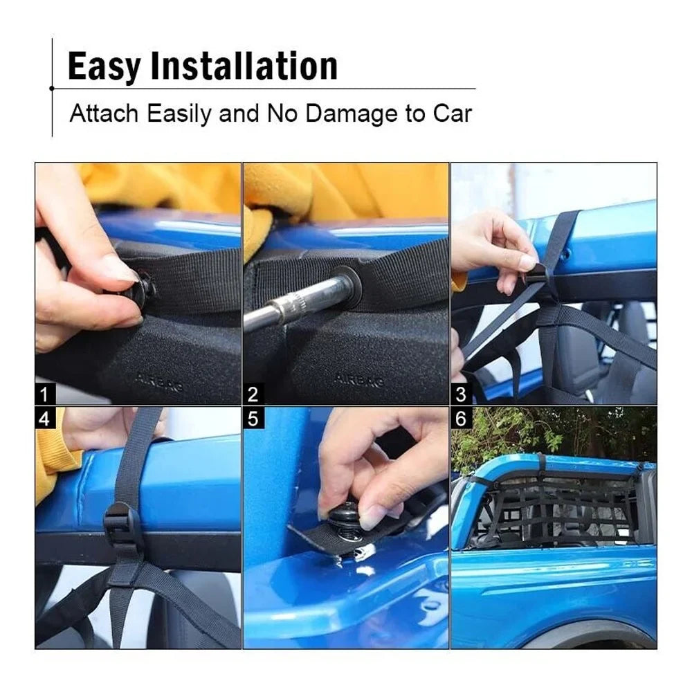 Mesh Door Teledu Trunk Side Cargo Protective 21+2 Restraint 2x Rear Net