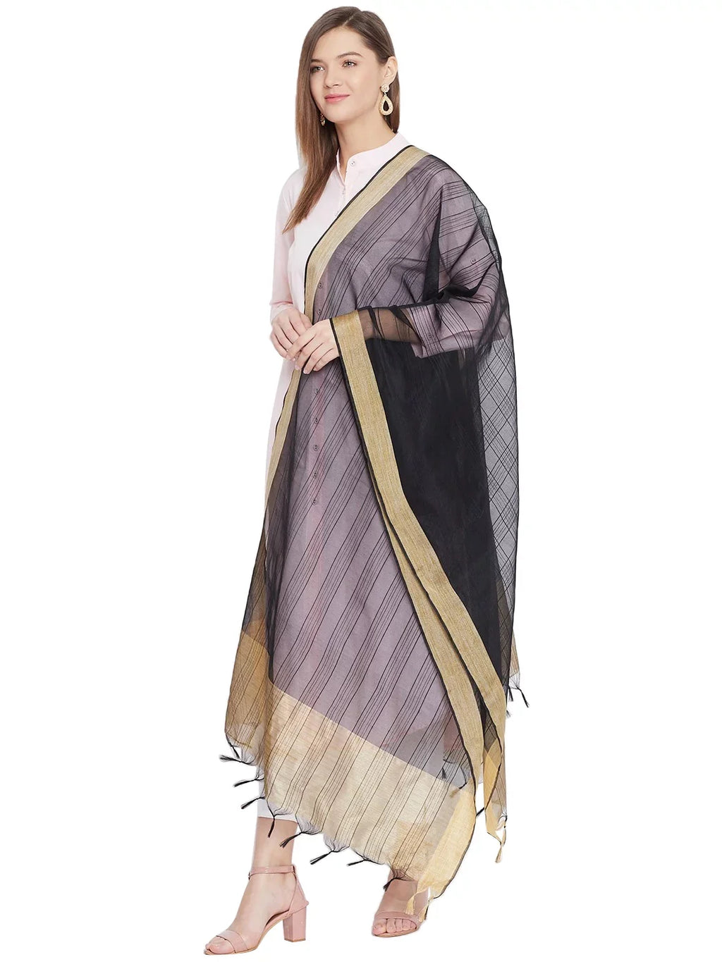 Black Scarf Ethnic Indian Plain eloria Shawl Dupatta, Chunni, Wrap Woman's Stole,