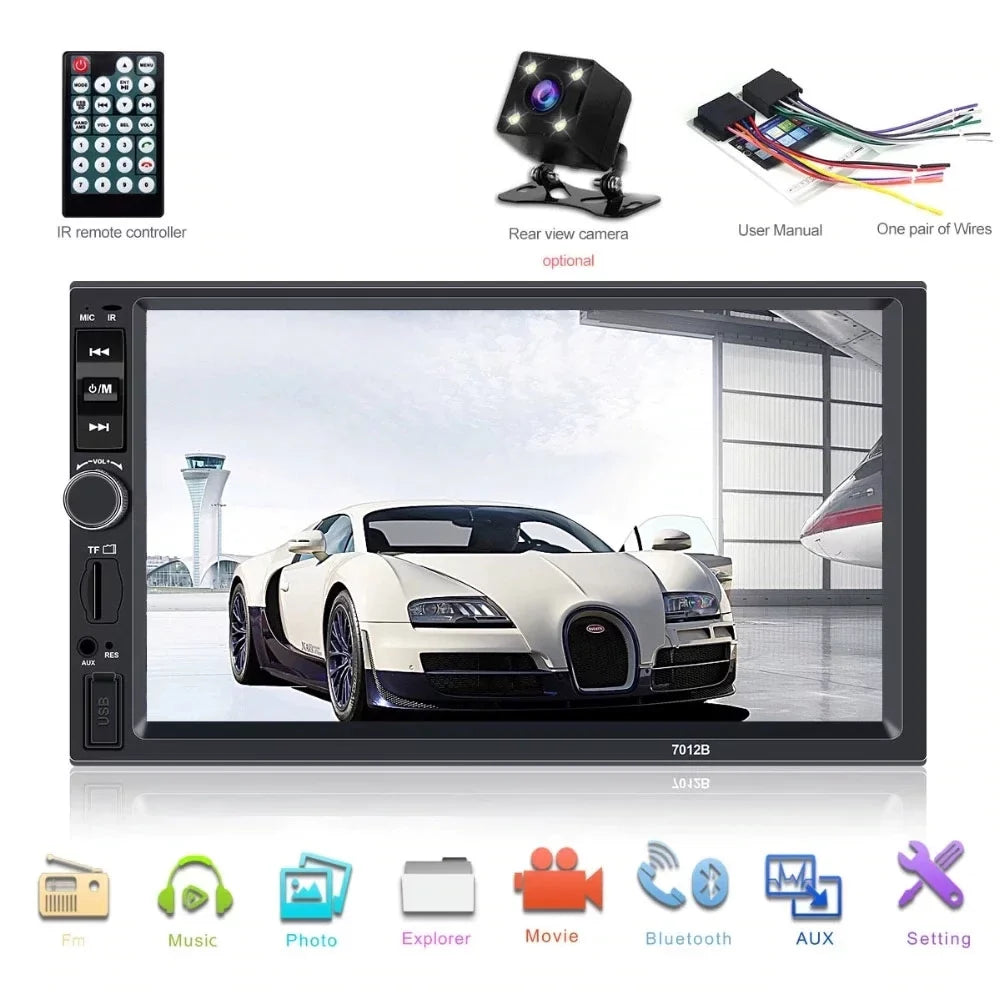 Polarlander with Screen link Din Car FM Player mirror Car AUX function MP5/4/3 4LED with SD HD Touch Double Audio USB Bluetooth backup 7-inch Multimedia camera radio Stereo Car