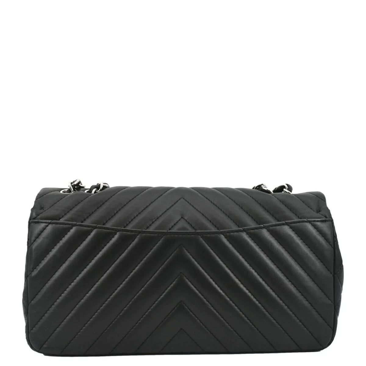 Bag Crossbody Chevron Lambskin Black Medium Pre-Owned CHANEL Flap Surpique Leather