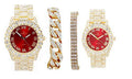 and King His&Hers Set Bling'ed Power to Hop Couples Watch Out The - Flaunt for On ST10325/ST10364 Dance Perfect Off and Hip Floor Queen (ST10327GldRed)